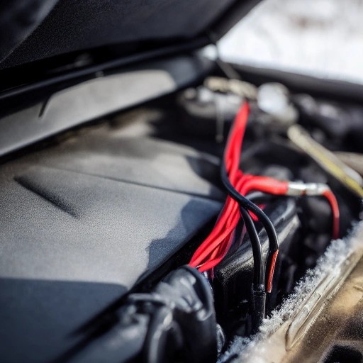 A heavy-duty car battery installed to improve cold starting reliability.